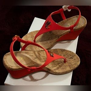 Coral Lauren Ralph Lauren Jeannie Wedge sandals size 7 1/2